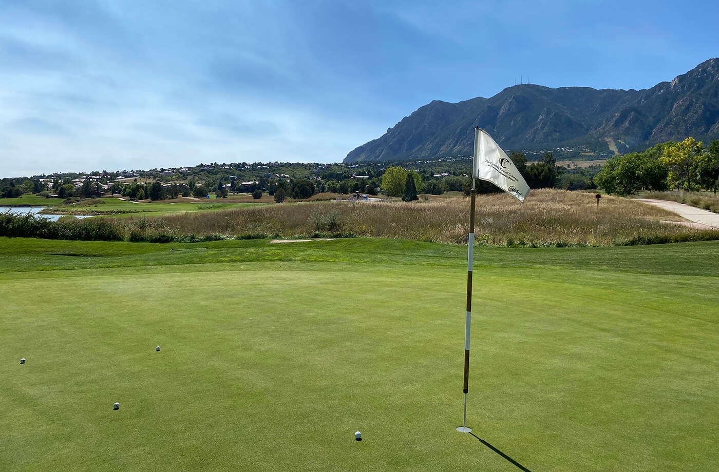 golf green with flag